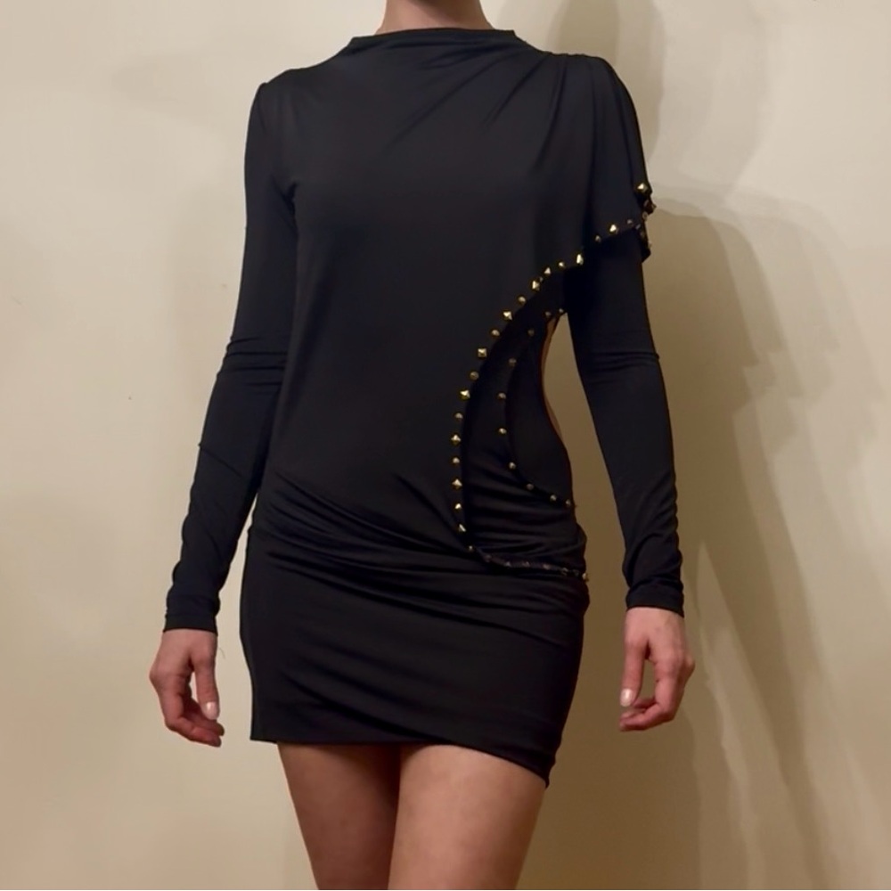Black Long Sleeve Mini Dress